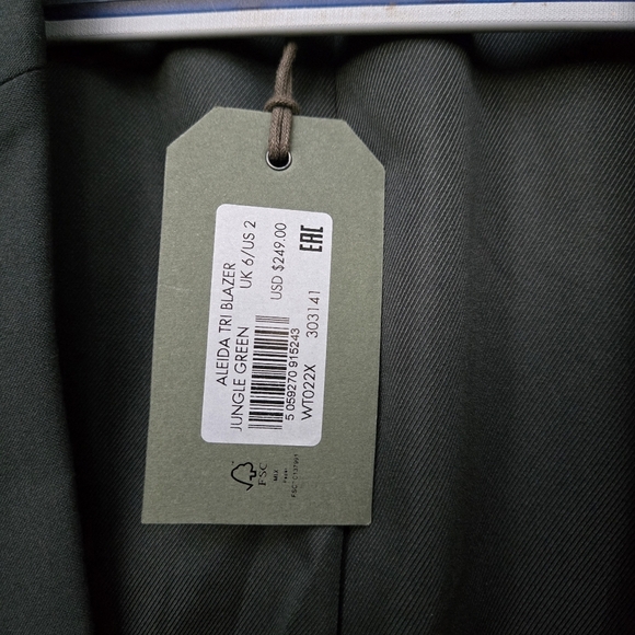 ALLSAINTS Aleida Tri Blazer In Jungle Green Size 2 - Picture 7 of 7